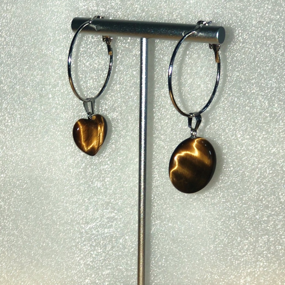 Tigers eye hoop earrings